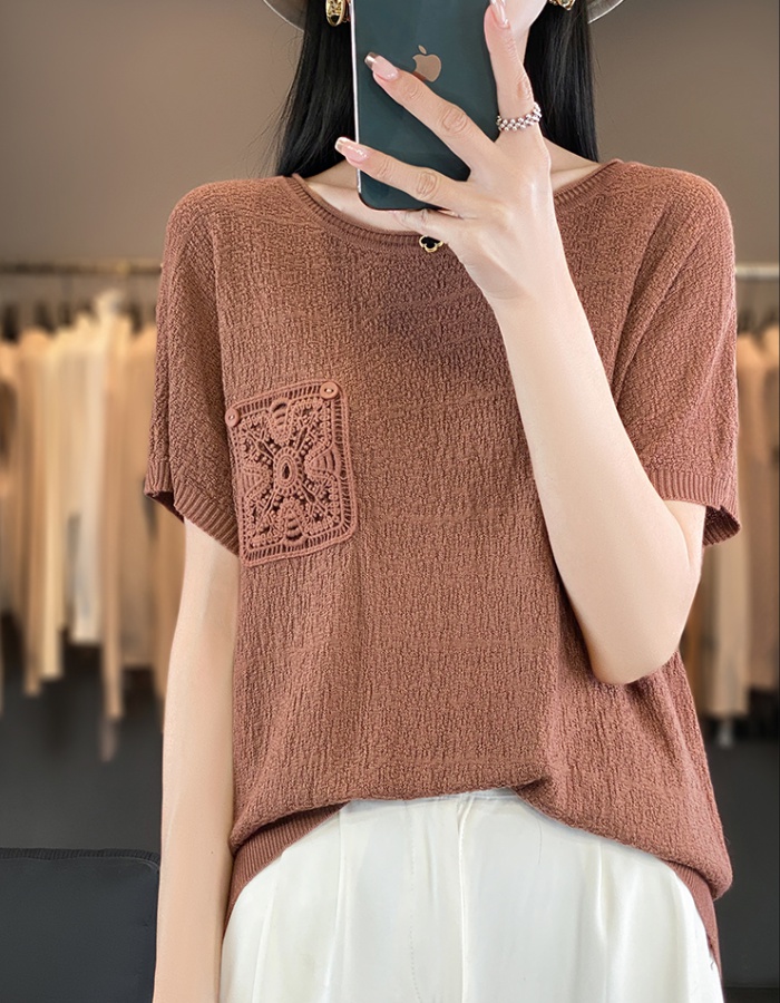 Knitted bat sweater spring and summer T-shirt for women