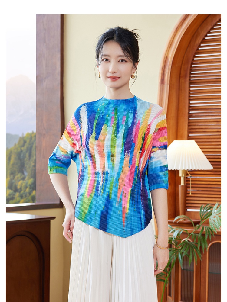 Short sleeve fold T-shirt long tops a set for women