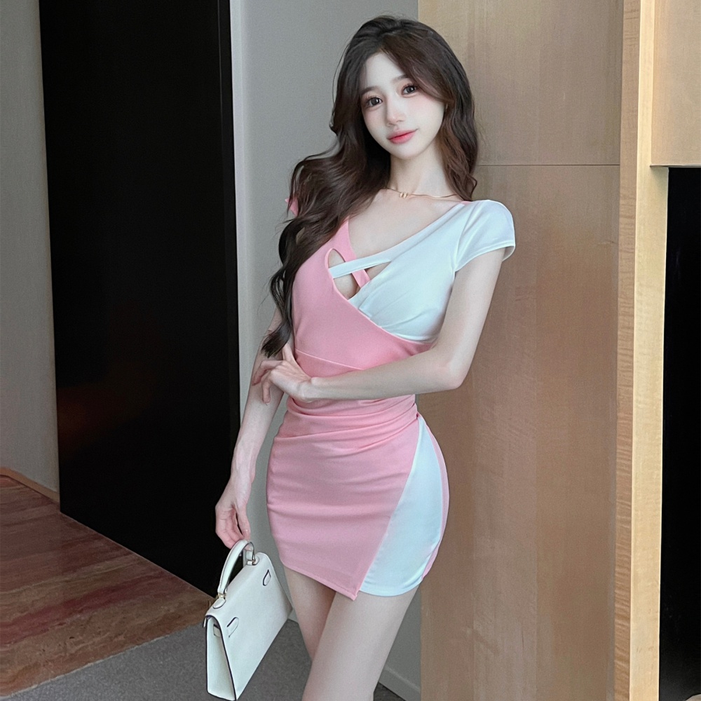 Package hip splice bottoming sexy short dress