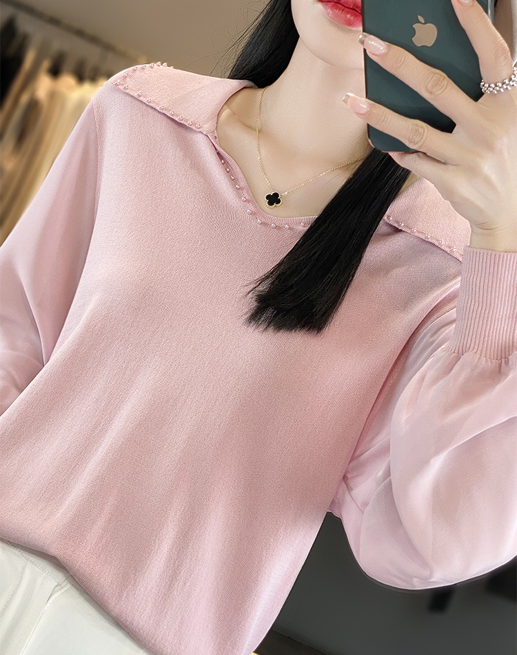 Spring and summer thin ice silk chiffon sweater for women