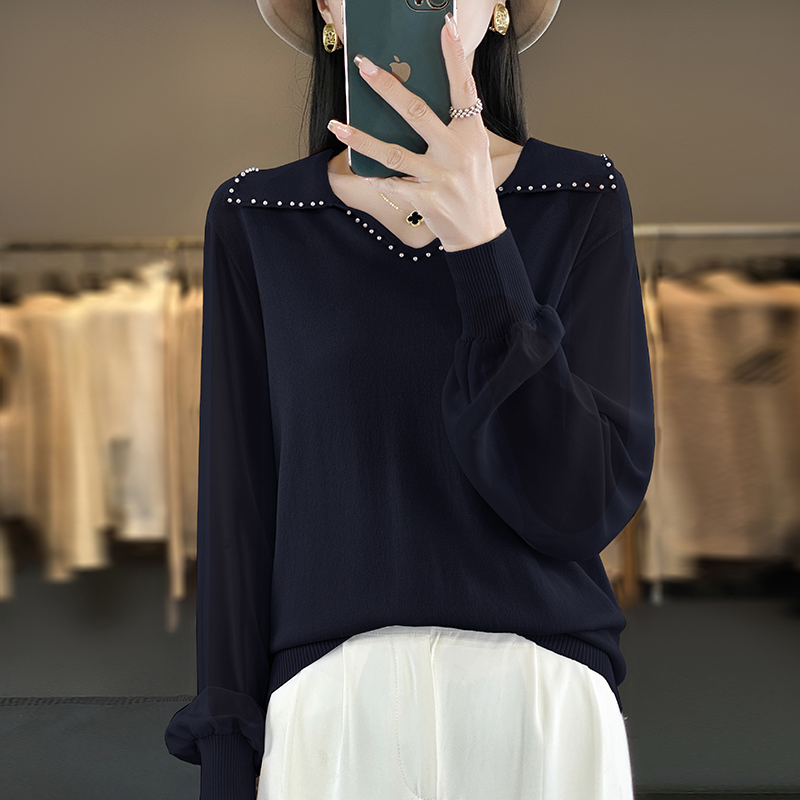 Spring and summer thin ice silk chiffon sweater for women