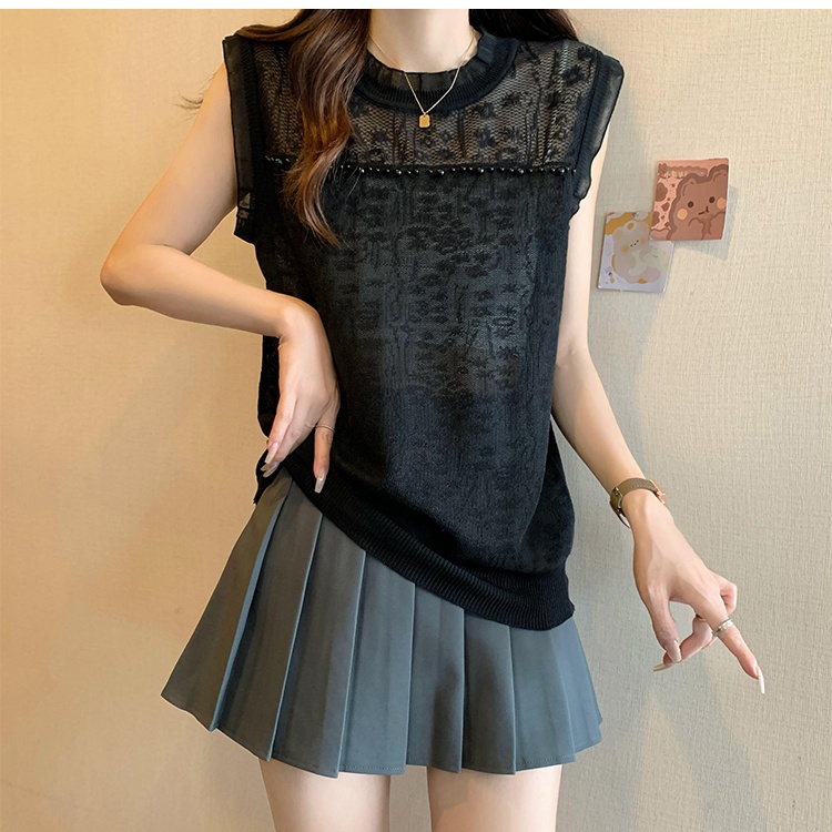 Sling organza sweater stitching thin vest for women
