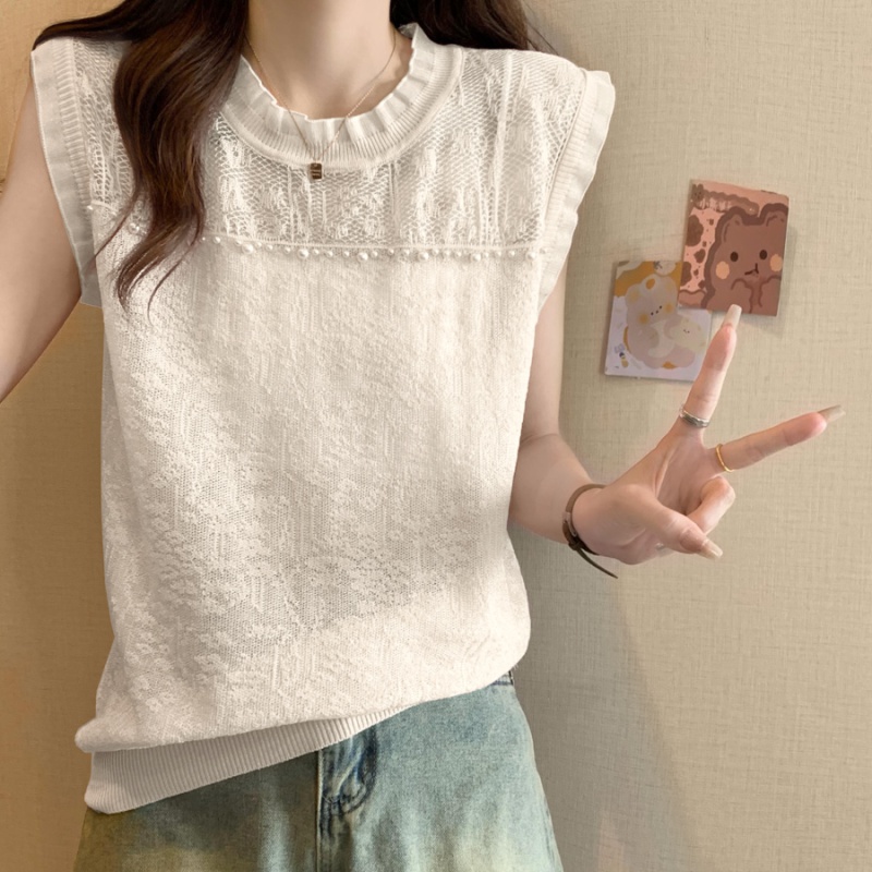 Sling organza sweater stitching thin vest for women