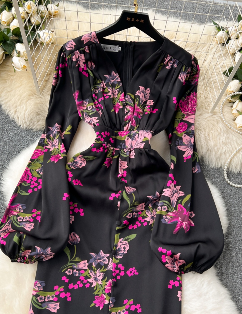 Printing elegant long dress temperament dress for women