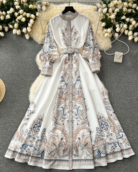Printing dress France style long dress for women