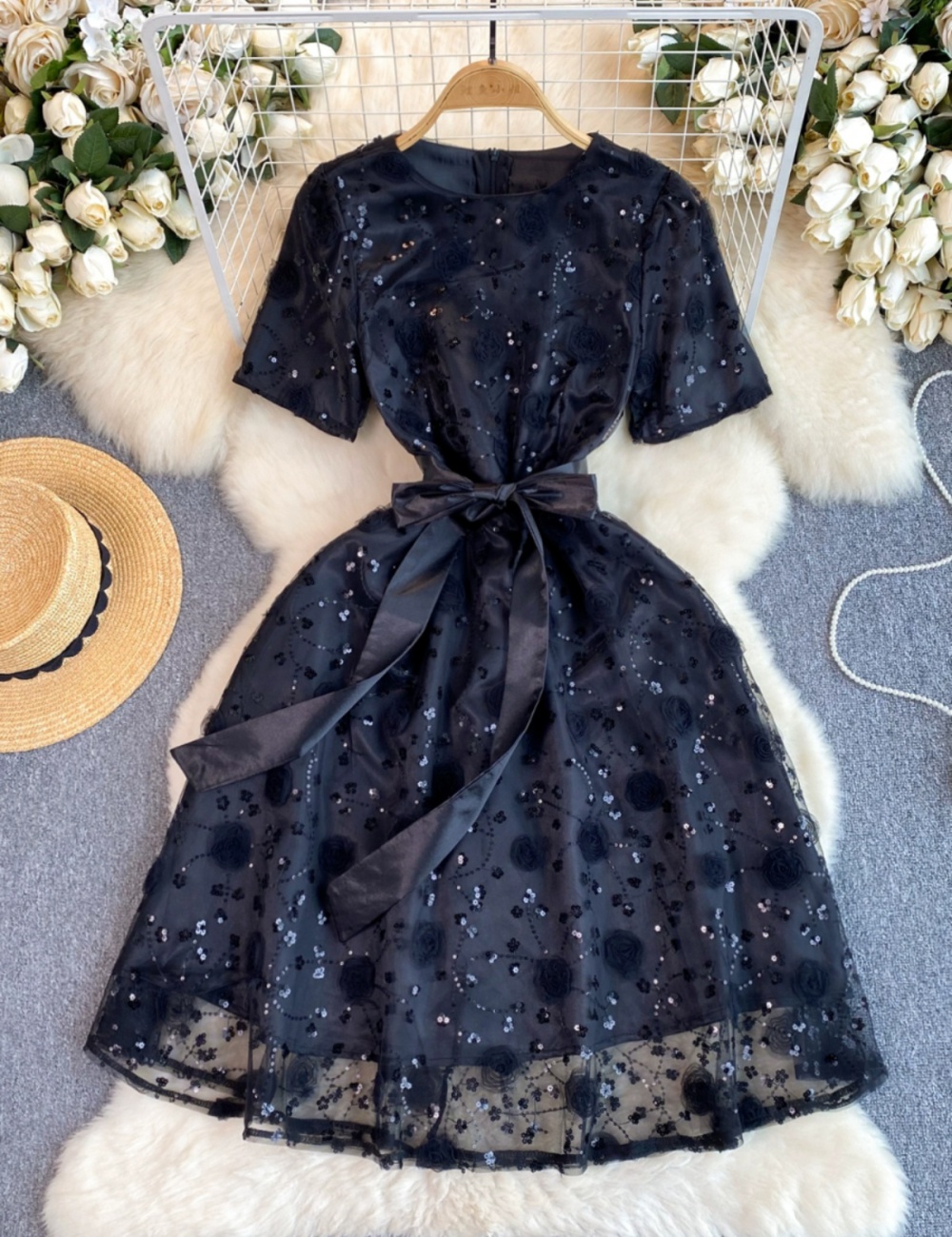 Sequins dress embroidery small dress for women