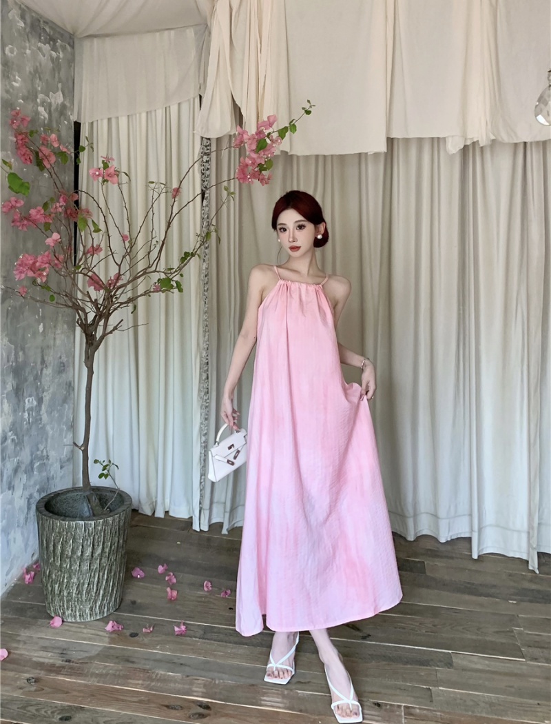 Spicegirl pink dress seaside summer long dress for women