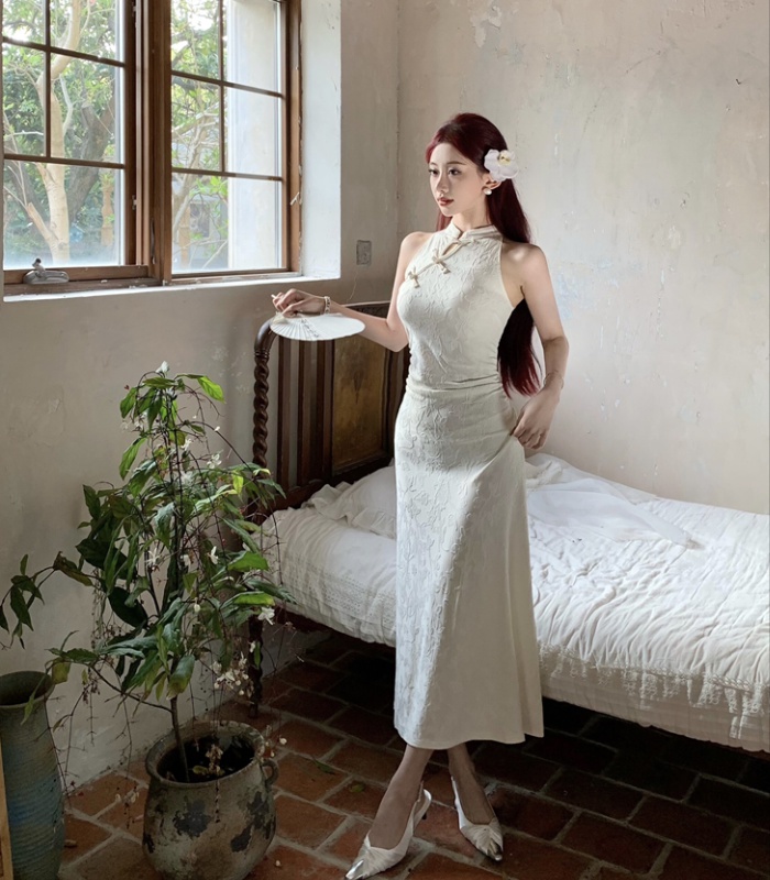 Maiden Chinese style slim long dress jacquard retro dress