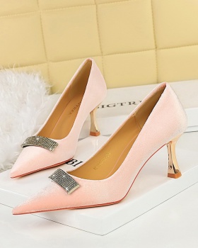 Pointed broadcloth high-heeled shoes banquet shoes