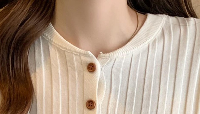 Ice silk thin summer T-shirt splice buckle sweater for women