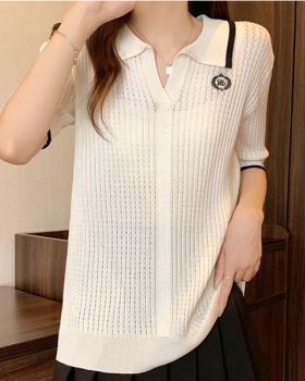 Thin summer T-shirt ice silk embroidery sweater