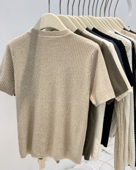 Pit stripe tops short sleeve T-shirt for women