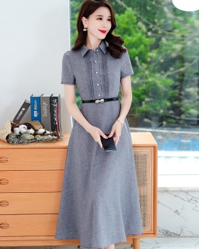 Short sleeve long summer slim Korean style dress