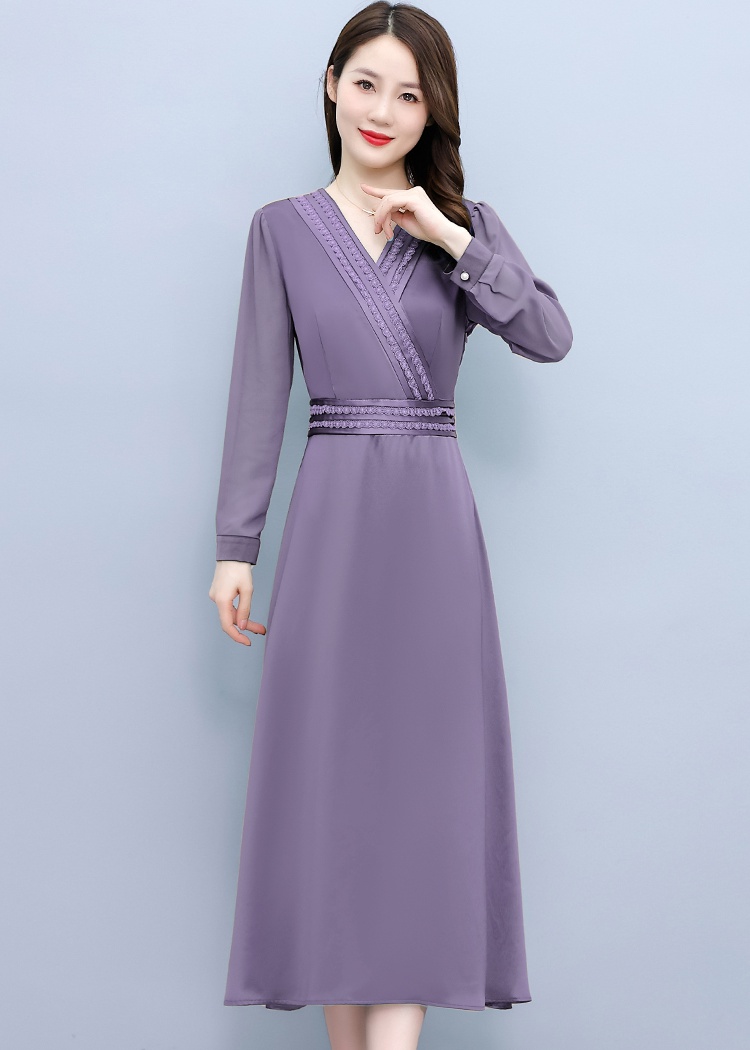 Satin long sleeve pure Cover belly dress for women