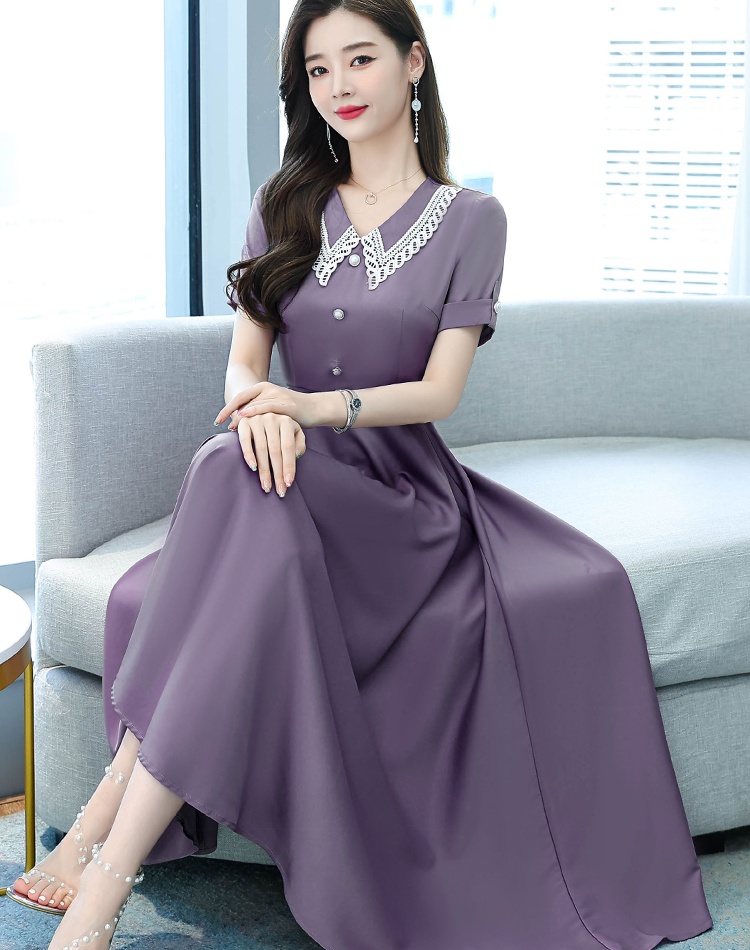 Western style short sleeve slim Cover belly dress for women