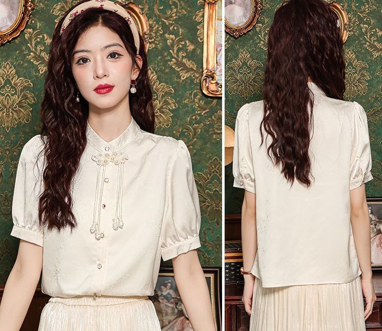 Short sleeve Chinese style shirt summer tops for women