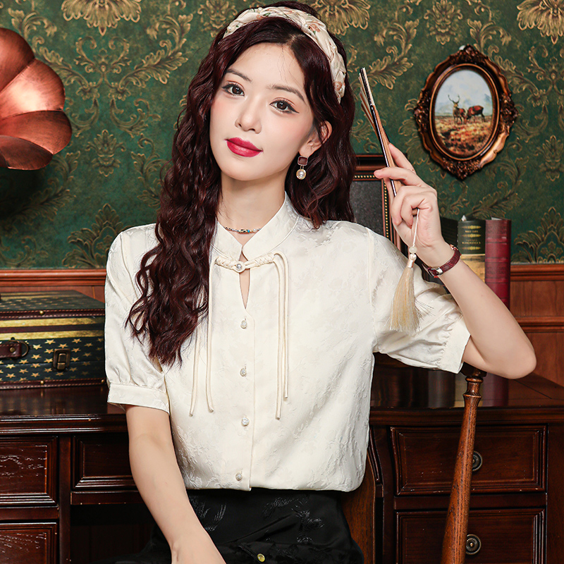 Summer Chinese style tops niche retro shirt for women