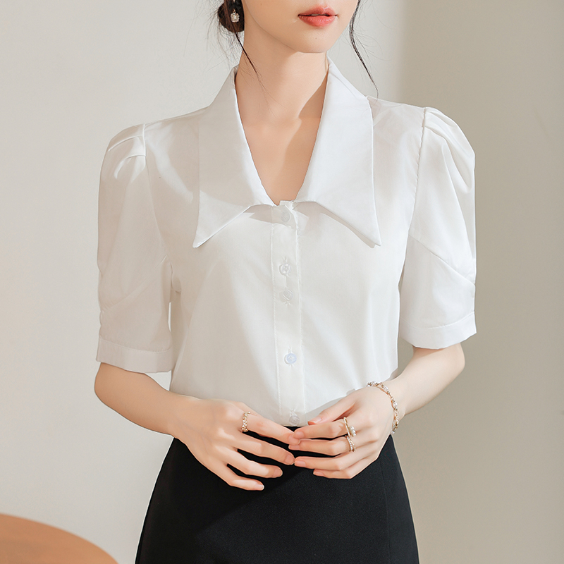 Temperament simple tops summer short sleeve shirt for women