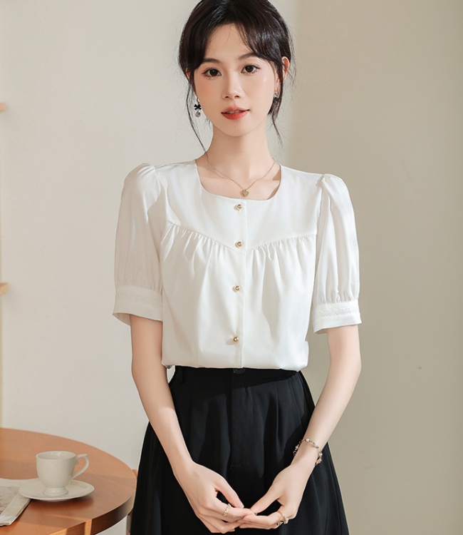 France style tops square collar shirt for women