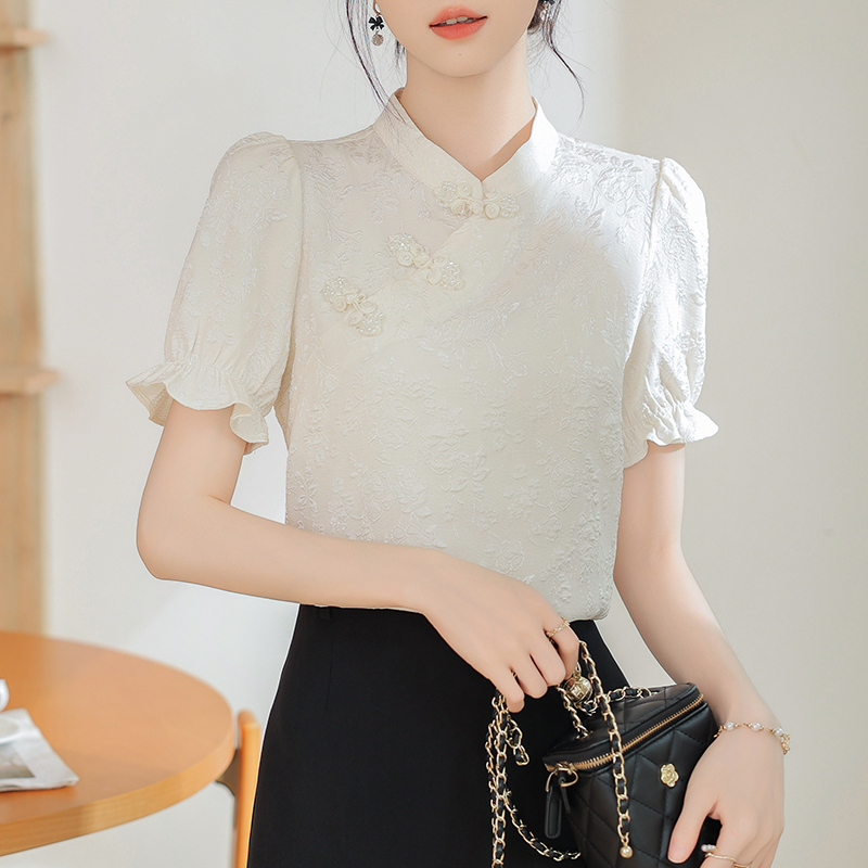Short sleeve unique tops Chinese style summer shirt