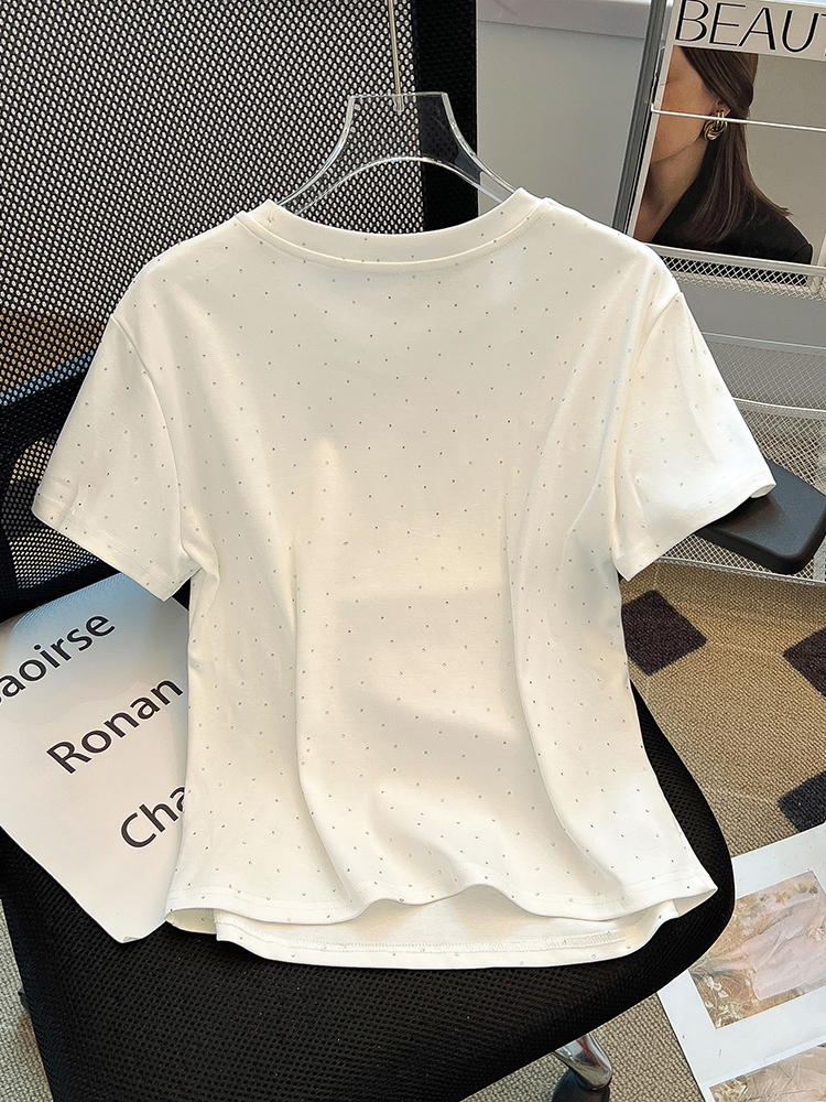 Unique rhinestone bottoming shirt light tops for women