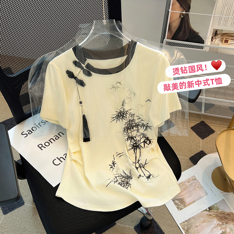 Summer Chinese style tops pure cotton T-shirt