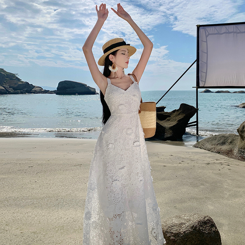 Seaside vacation sling dress Thailand lady long dress