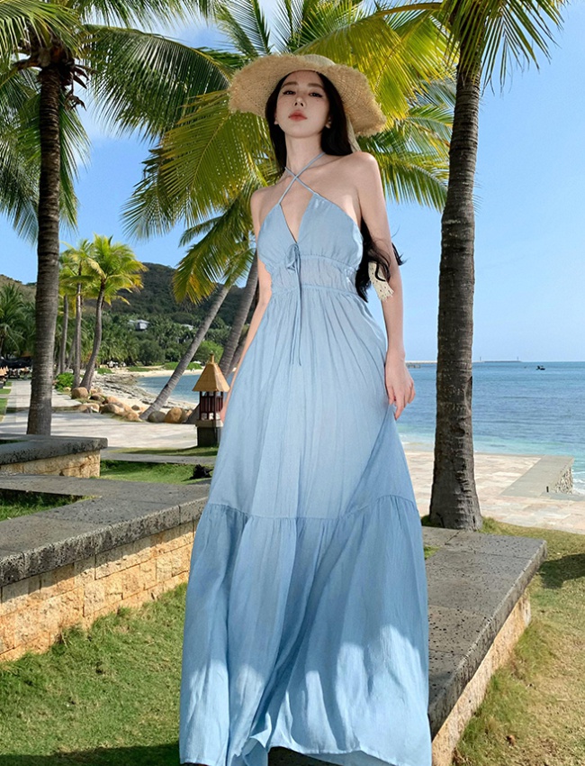 Big skirt sling long dress vacation seaside dress