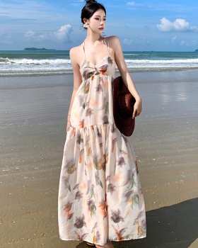 Ink France style sling sexy vacation long dress