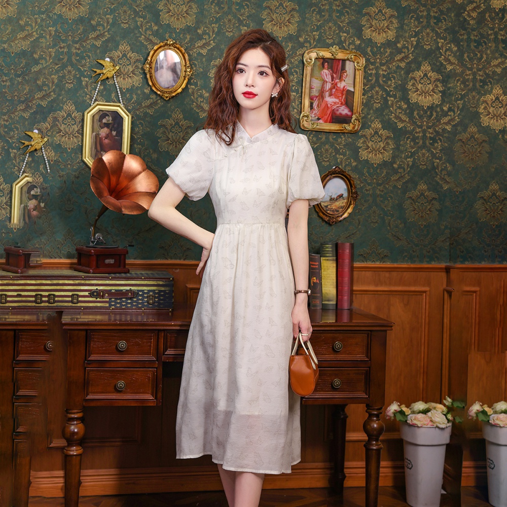 Chinese style retro dress butterfly long dress for women