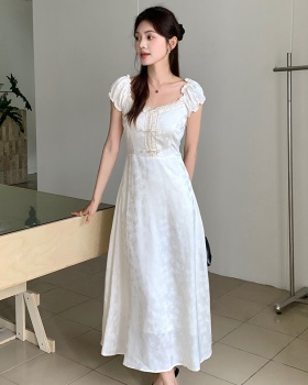 Elegant short sleeve Chinese style jacquard summer dress