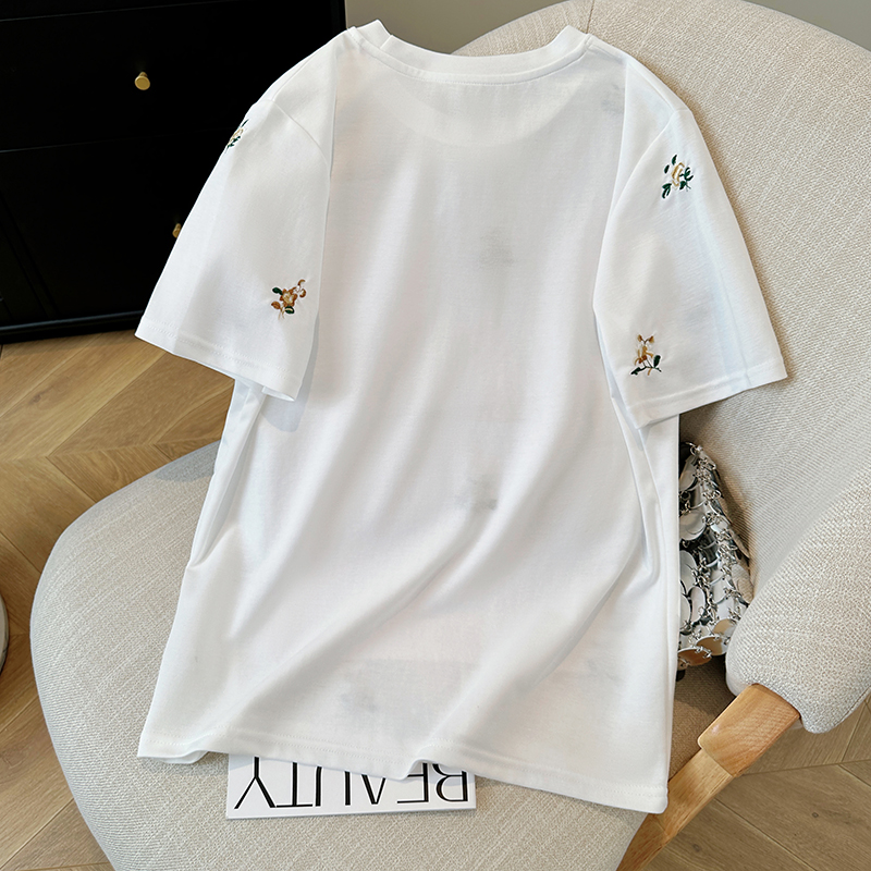Pure cotton summer T-shirt white tops for women