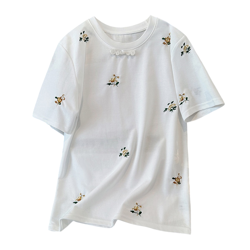 Pure cotton summer T-shirt white tops for women