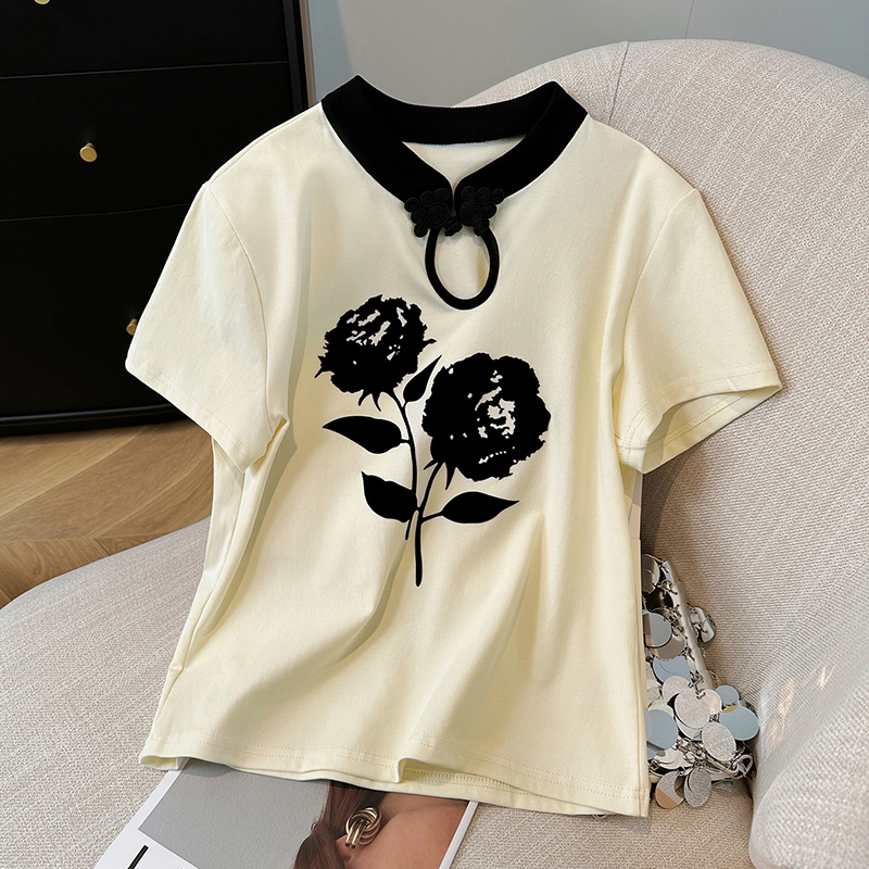 Short sleeve Chinese style T-shirt summer tops