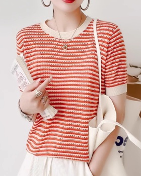 Short sleeve thin sweater loose summer tops for women