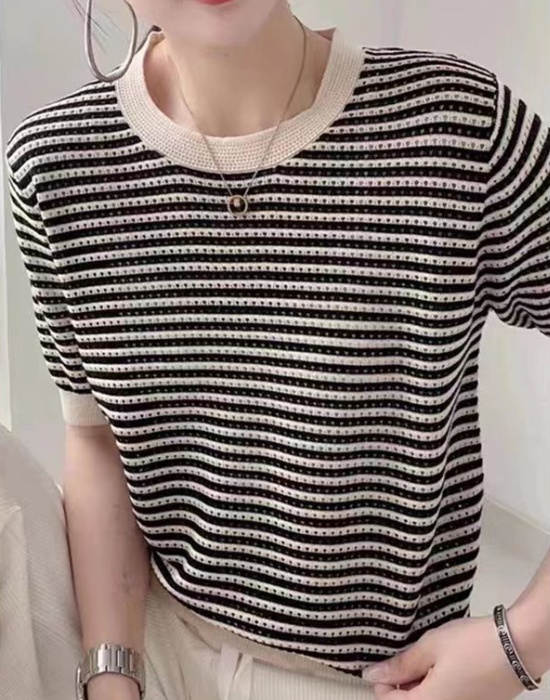 Short sleeve thin sweater loose summer tops for women
