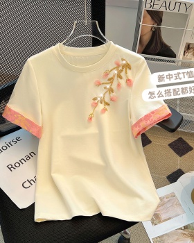 Short sleeve summer T-shirt Chinese style tops for women
