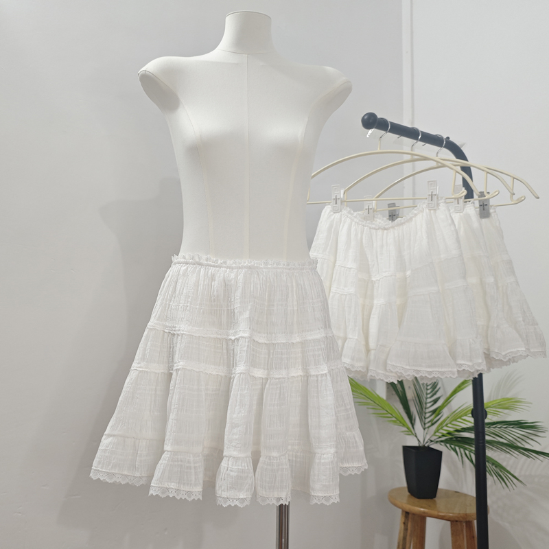 White show young maiden skirt splice spring short skirt