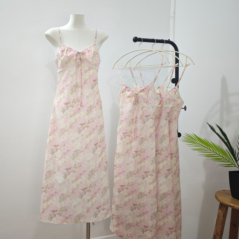 France style floral flowers splice lace spring dress