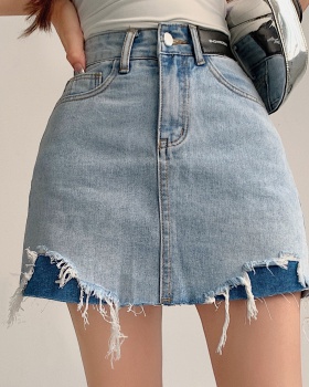 Retro A-line short skirt slim package hip skirt