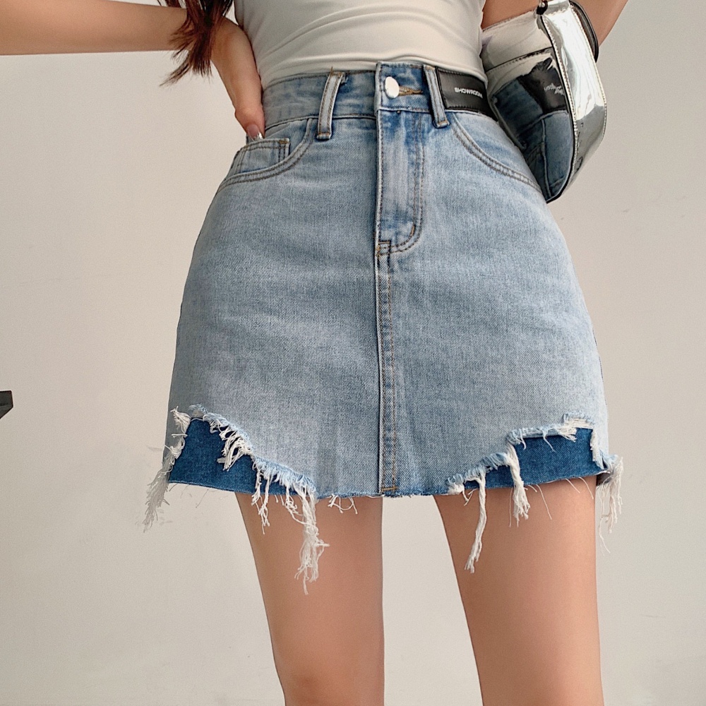 Retro A-line short skirt slim package hip skirt