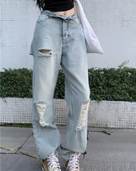 American style straight pants long pants washed jeans