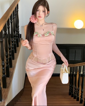 Lace sexy skirt splice sling vest 2pcs set