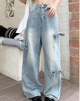 High waist all-match long pants wide leg slim jeans