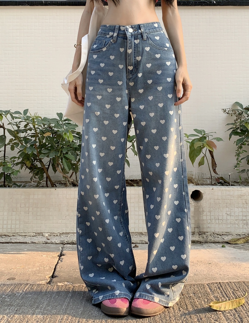 Heart all-match long pants Casual jeans for women