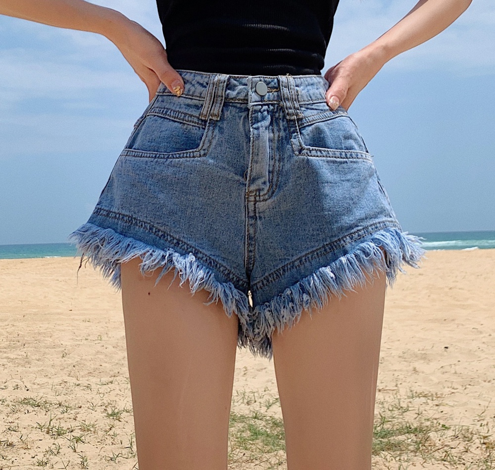Wide leg tassels high waist shorts summer legs jeans
