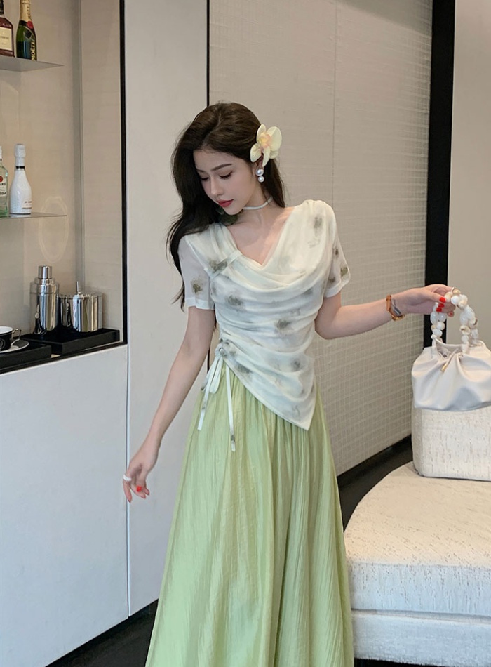 Embroidery slim skirt all-match Chinese style tops