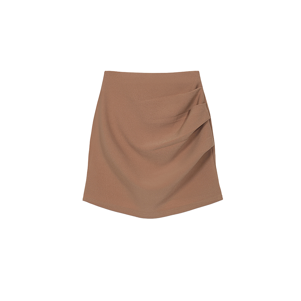 Brown skirt crimp short skirt for women