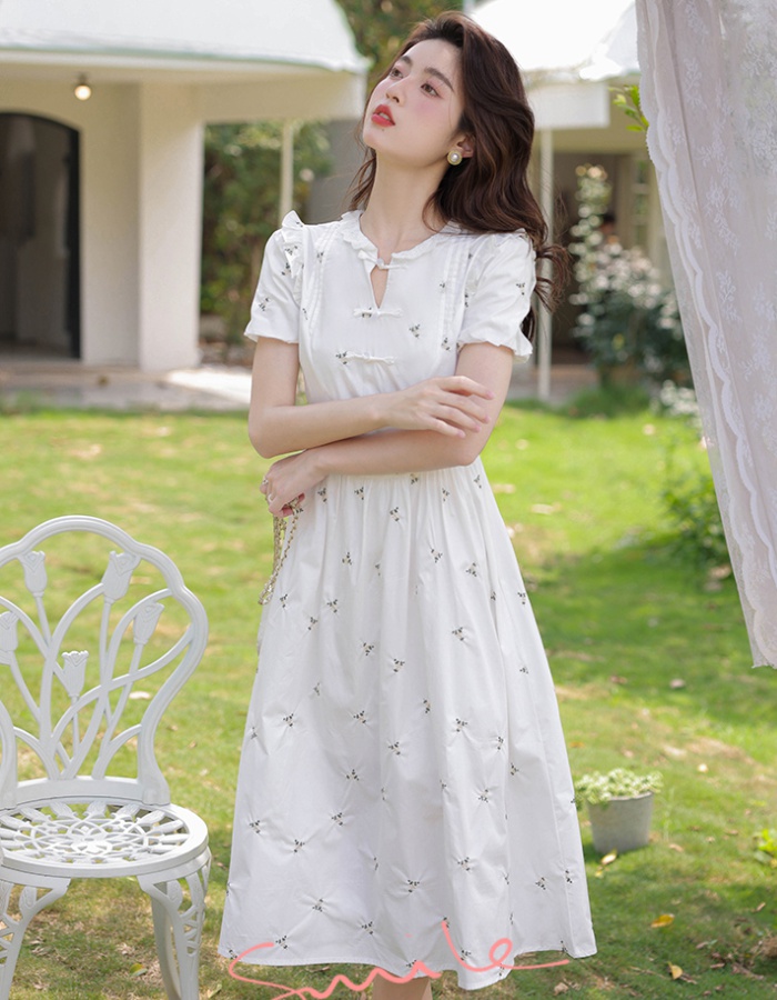 Embroidery summer long dress refreshing dress