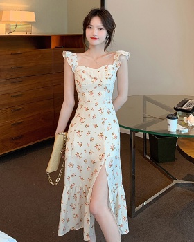 Tender retro slim floral sling dress